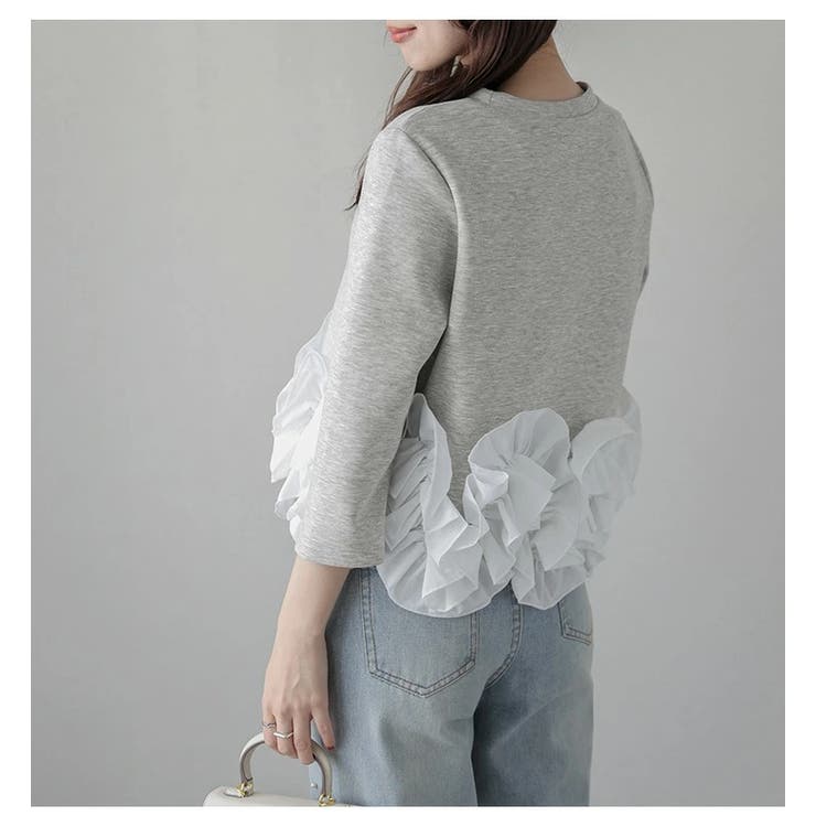 フリルドッキングトップス 裾フリル 華やか[品番：AMLW0003260]｜AMELY