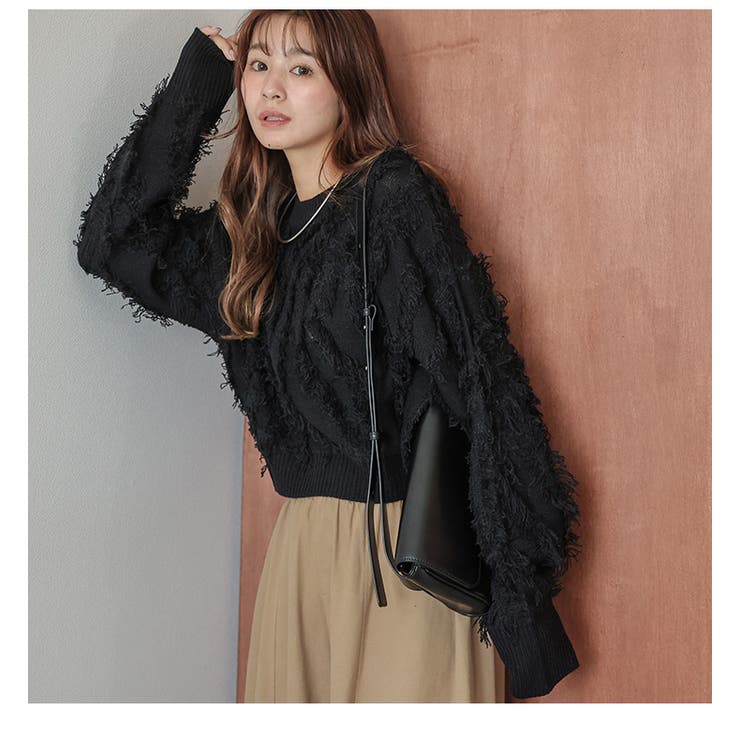 ジャガードニット ニュアンスデザイン フリンジ | AMELY | 詳細画像6 