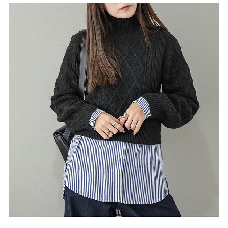 ケーブルニット クロップド丈 ハイネック | AMELY | 詳細画像12 