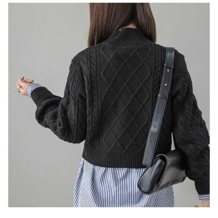 ケーブルニット クロップド丈 ハイネック | AMELY | 詳細画像13 