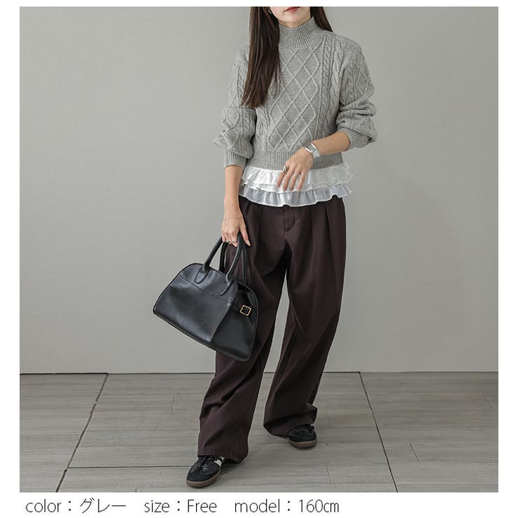 ケーブルニット クロップド丈 ハイネック | AMELY | 詳細画像7 