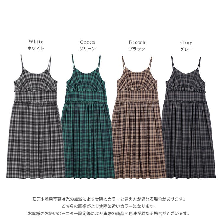 ワンピース キャミワンピ チェック[品番：AMLW0003253]｜AMELY