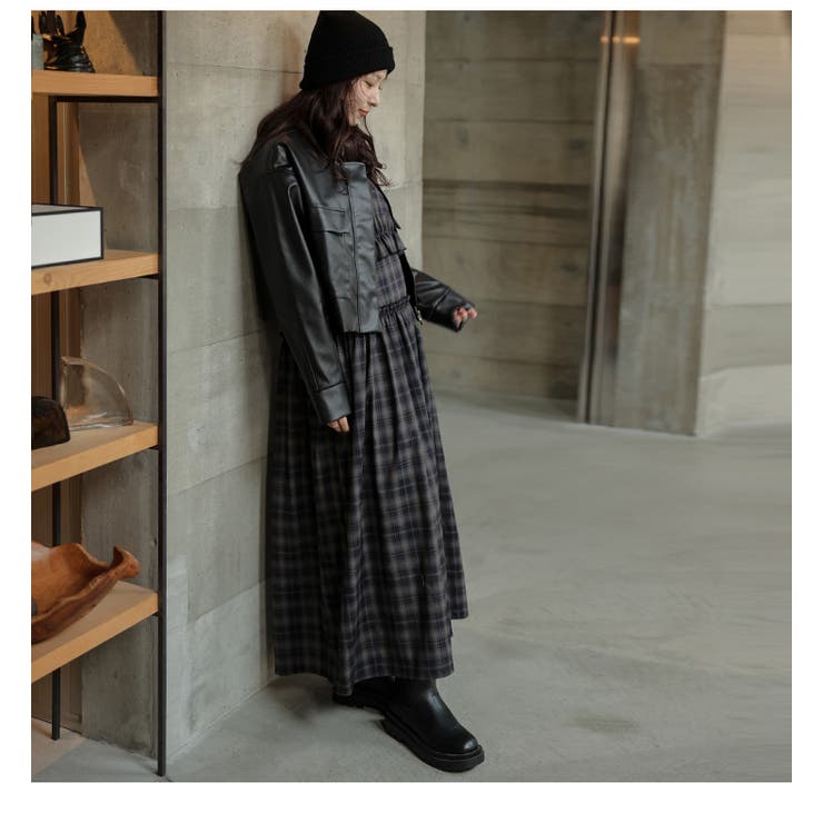 アキュミリア　accu milia タータンチェックブラックベアーワンピ② ワンピース キャミワンピ チェック[品番：AMLW0003253]｜AMELY