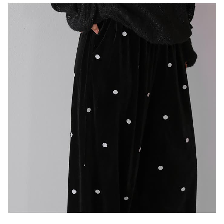 ドット刺繍 ベロア パンツ | AMELY | 詳細画像11 