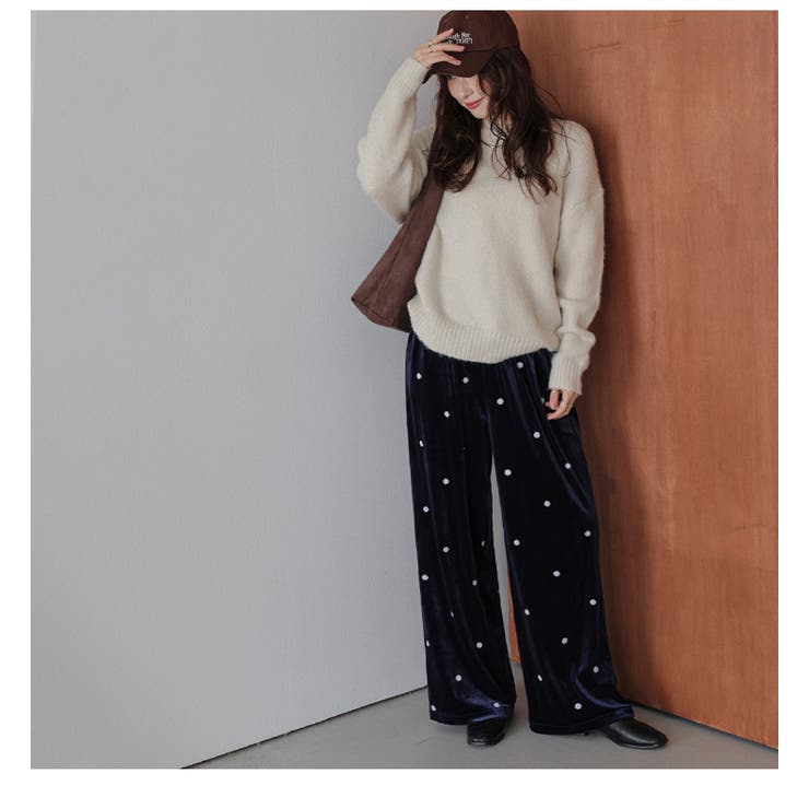 ドット刺繍 ベロア パンツ | AMELY | 詳細画像7 