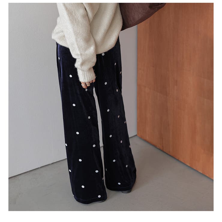 ドット刺繍 ベロア パンツ | AMELY | 詳細画像8 