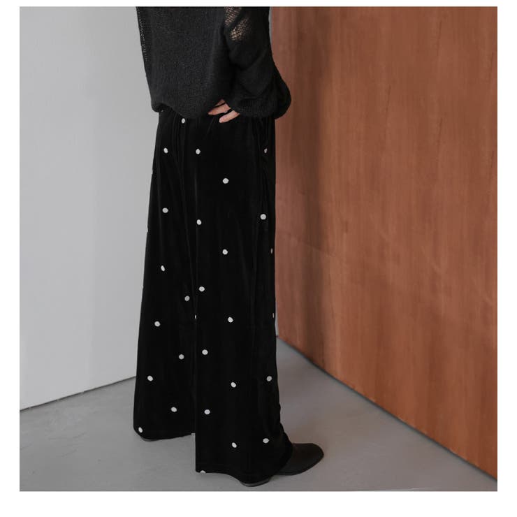 ドット刺繍 ベロア パンツ | AMELY | 詳細画像10 