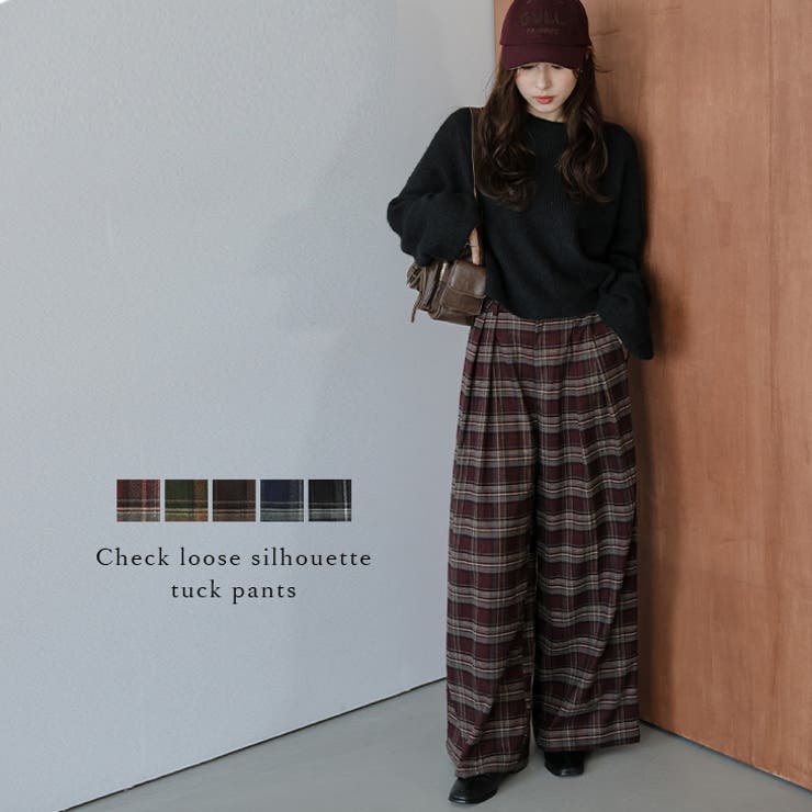 パンツ タック チェック | AMELY | 詳細画像1