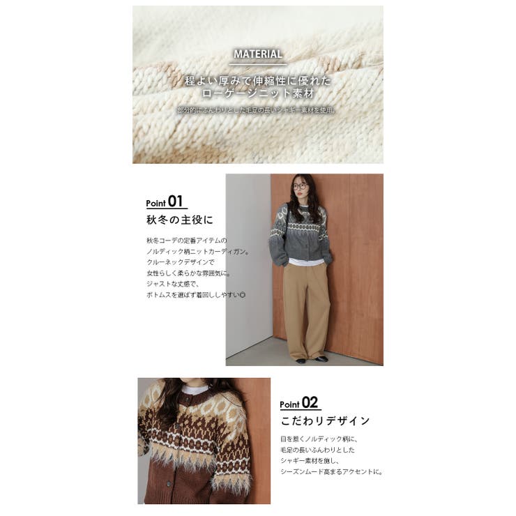 ニット カーディガン ノルディック柄 | AMELY | 詳細画像4 