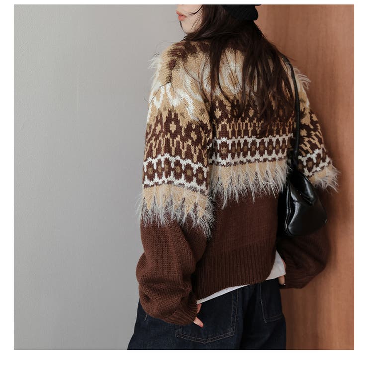 ニット カーディガン ノルディック柄 | AMELY | 詳細画像7 