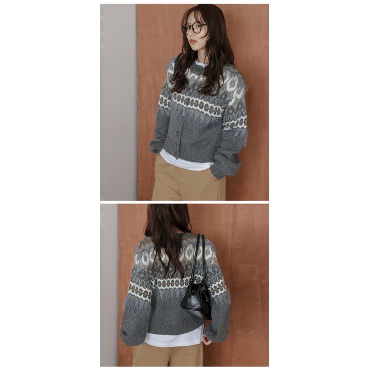 ニット カーディガン ノルディック柄 | AMELY | 詳細画像9 