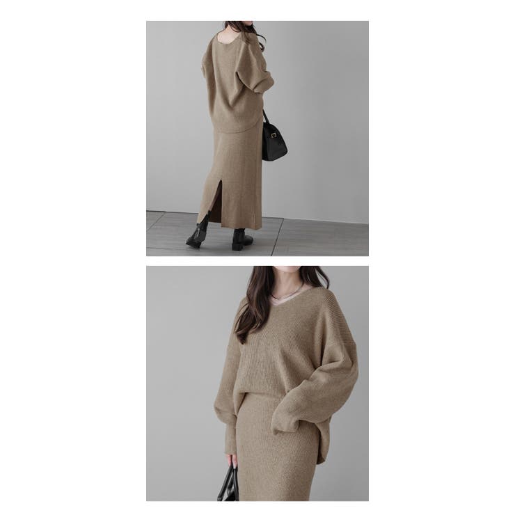 リブニット スカート セットアップ[品番：AMLW0003284]｜AMELY