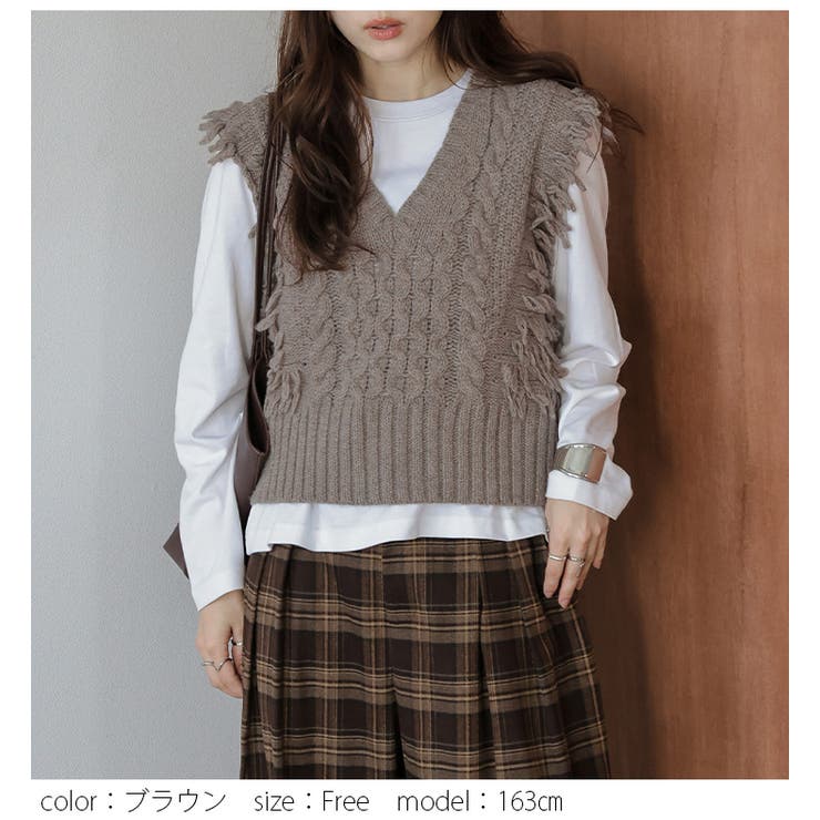 ニット ベスト フリンジ | AMELY | 詳細画像12 