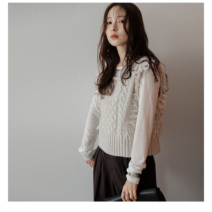 ニット ベスト フリンジ | AMELY | 詳細画像6 