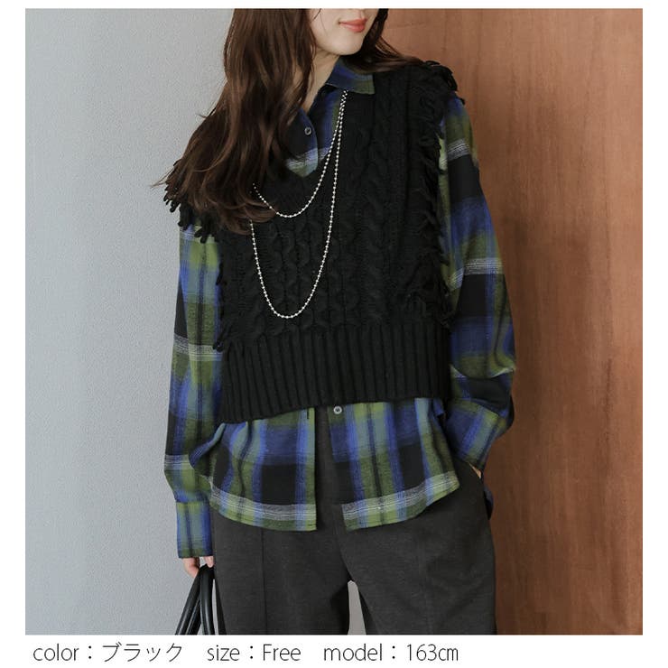 ニット ベスト フリンジ | AMELY | 詳細画像10 