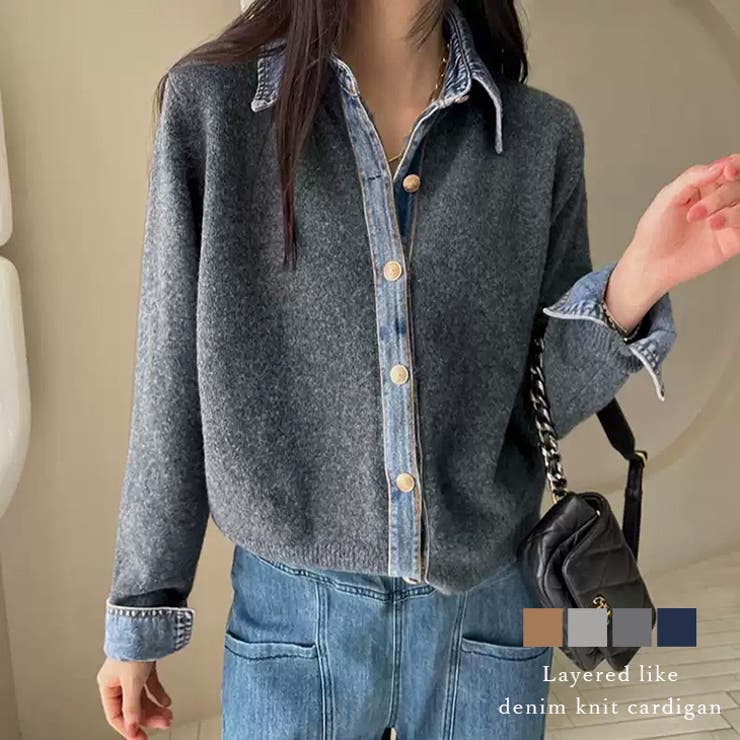 レイヤード風 デニム ニット | AMELY | 詳細画像1 