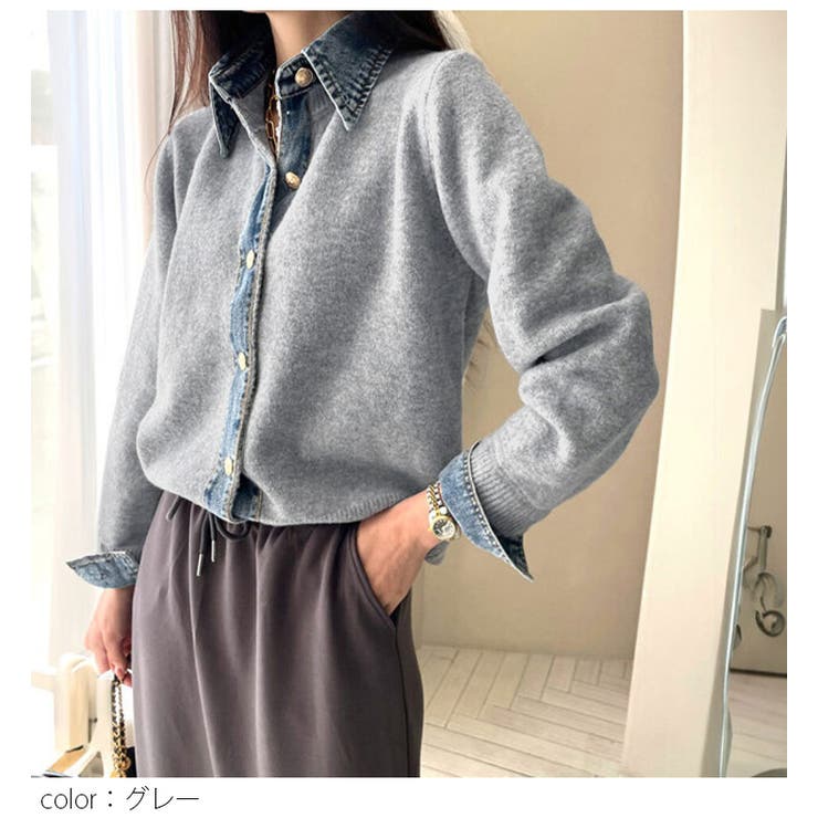 レイヤード風 デニム ニット | AMELY | 詳細画像11 