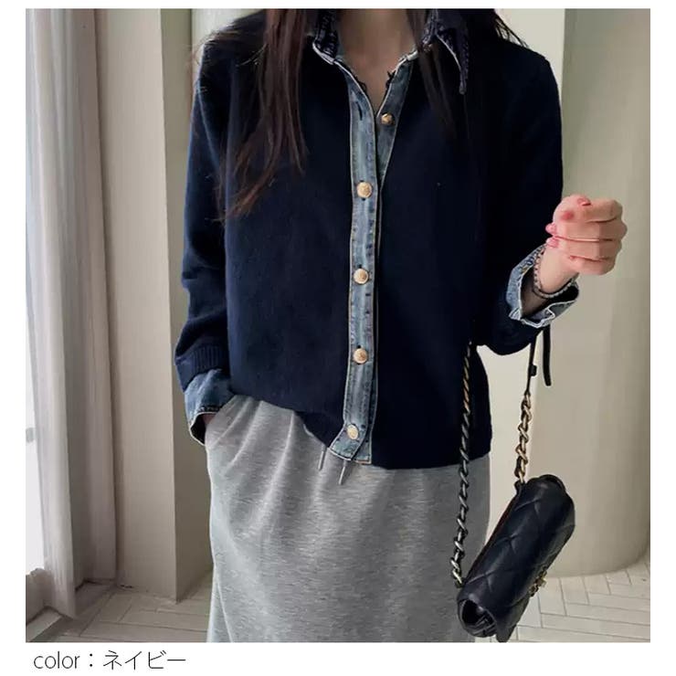 レイヤード風 デニム ニット | AMELY | 詳細画像12 