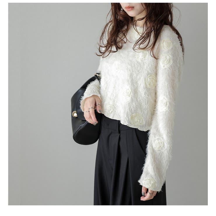 プルオーバー フラワーモチーフ フェザーニット | AMELY | 詳細画像6 