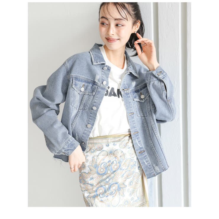 デニムジャケット ヴィンテージライク ダメージ加工 | AMELY | 詳細画像9 