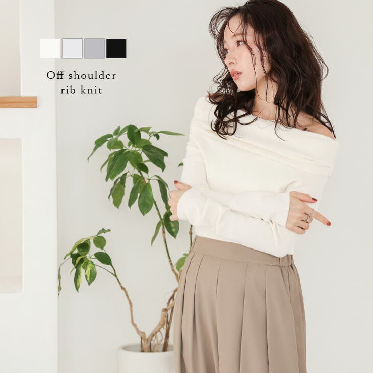 オフショル ニット リブニット | AMELY | 詳細画像1 