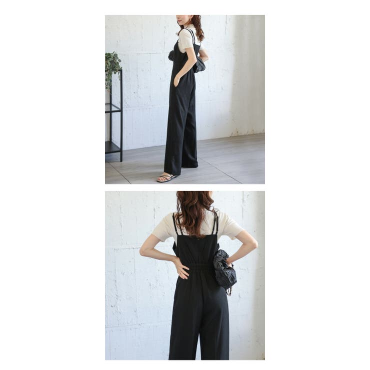 ビスチェ風 サロペット ワイドパンツ[品番：AMLW0002925]｜AMELY