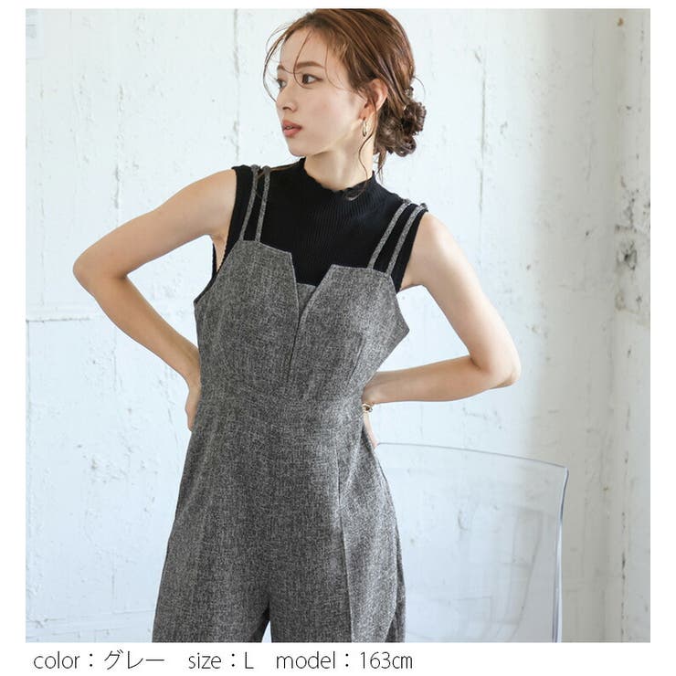 ビスチェ風 サロペット ワイドパンツ[品番：AMLW0002925]｜AMELY