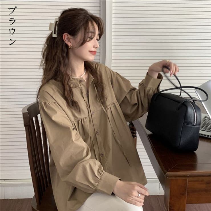 襟付き ブラウス 紐付き[品番：AMLW0002964]｜AMELY（エメリー）の 
