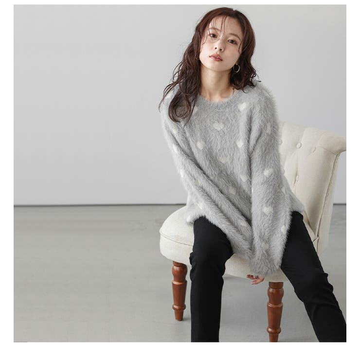 ハート柄 フェザーニット プルオーバー | AMELY | 詳細画像9 