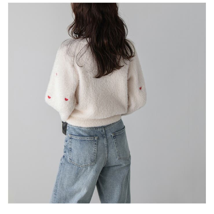 ハート刺繍 シャギーニット プルオーバー [品番：AMLW0003035]｜AMELY（エメリー）のレディースファッション通販｜SHOPLIST（ショップリスト）