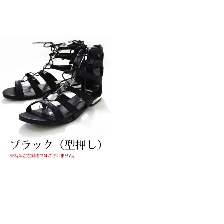 バックファスナー付き！レースアップサンダルフラットソール