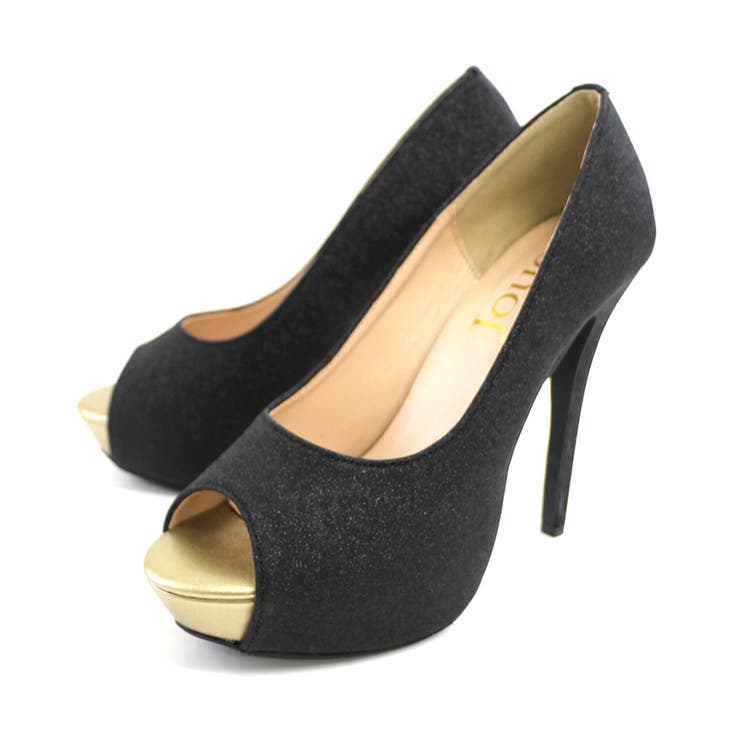 ブラック(ラメ) | ラメプラットフォームパンプス 13センチヒール レディース | AmiAmi