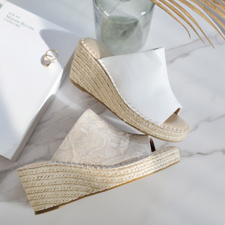 厚底 ジュート ウェッジ サンダル レディース[品番：BNZS0001352