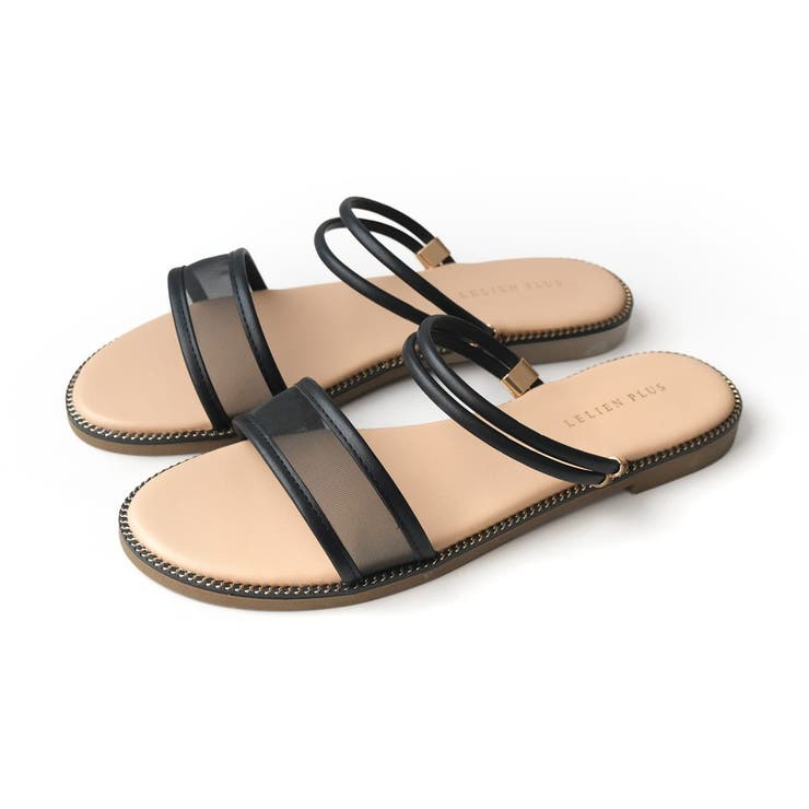 ブラック(チュール) | フラット サンダル レディース | AmiAmi