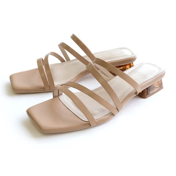 キャメル(スムース) | クリアヒール メニー ストラップ サンダル レディース | AmiAmi