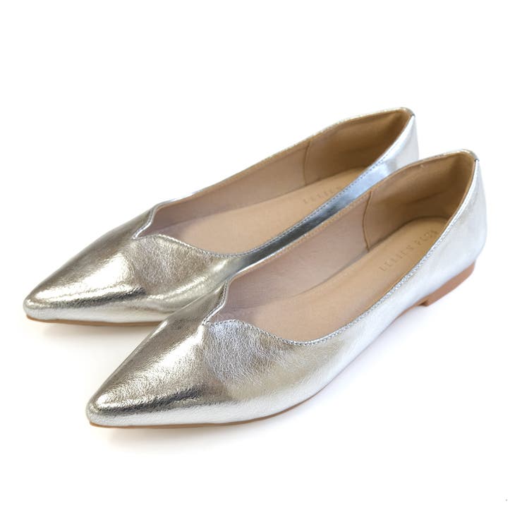 シルバー(スムース) | Vカット デザインパンプス レディース | AmiAmi