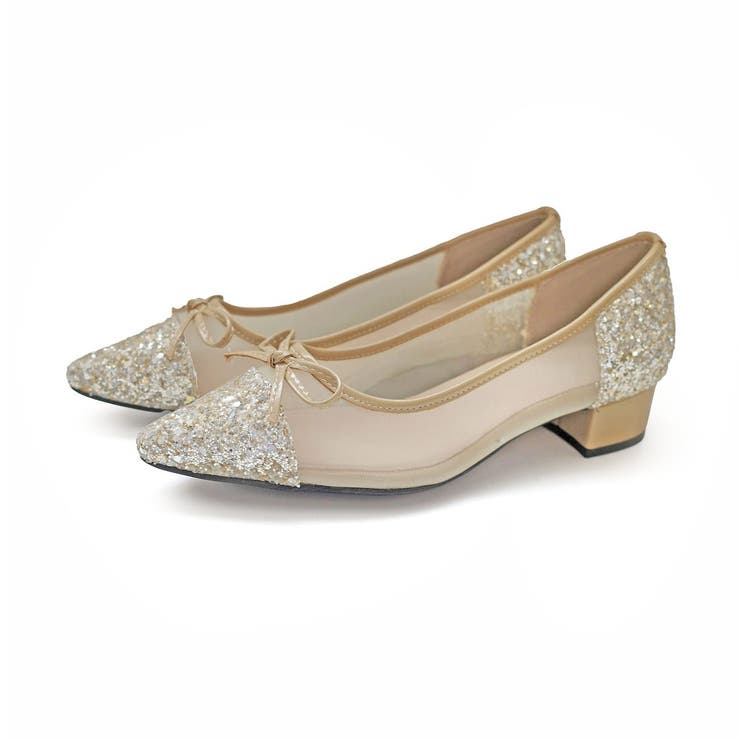 ゴールド(チュール) | 3.5センチヒール リボン パンプス レディース | AmiAmi