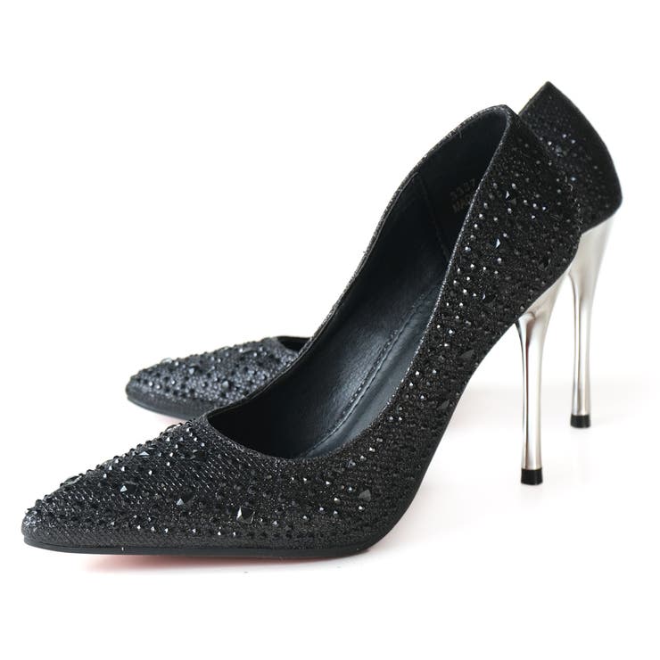 ブラック | ビジュー パーティ パンプス レディース | AmiAmi