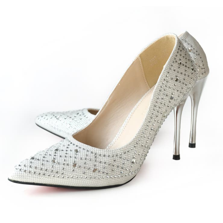 ホワイト | ビジュー パーティ パンプス レディース | AmiAmi