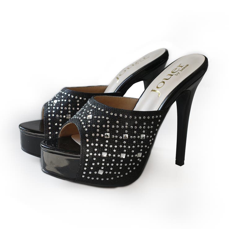 ブラック | 厚底 ラインストーン サンダル レディース | AmiAmi