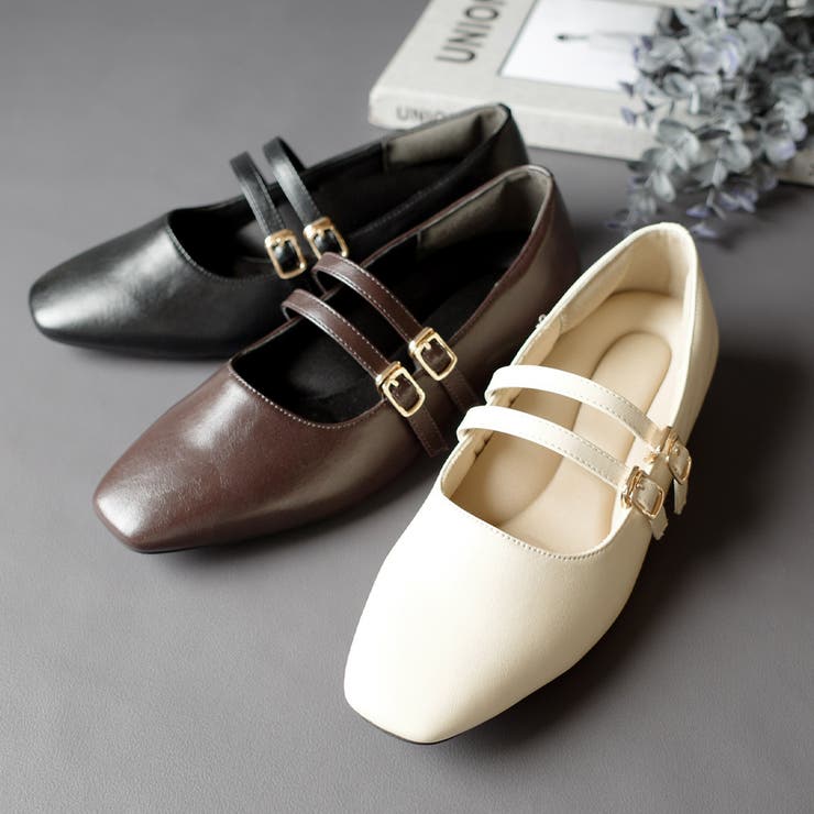 【値下げ】OHGA ダブルストラップパンプス 新品】OHGA ダブルストラップパンプス ドット 23センチ