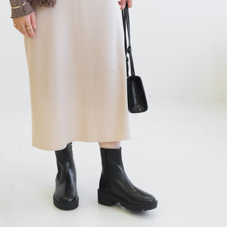 厚底 サイドゴア ショートブーツ レディース[品番：BNZS1683883