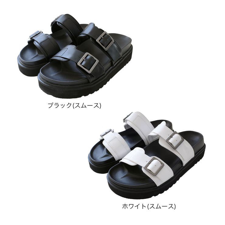 厚底 ダブルベルト サンダル レディース[品番:BNZS1684047 厚底 ダブルベルト サンダル レディース[品番:BNZS1684047