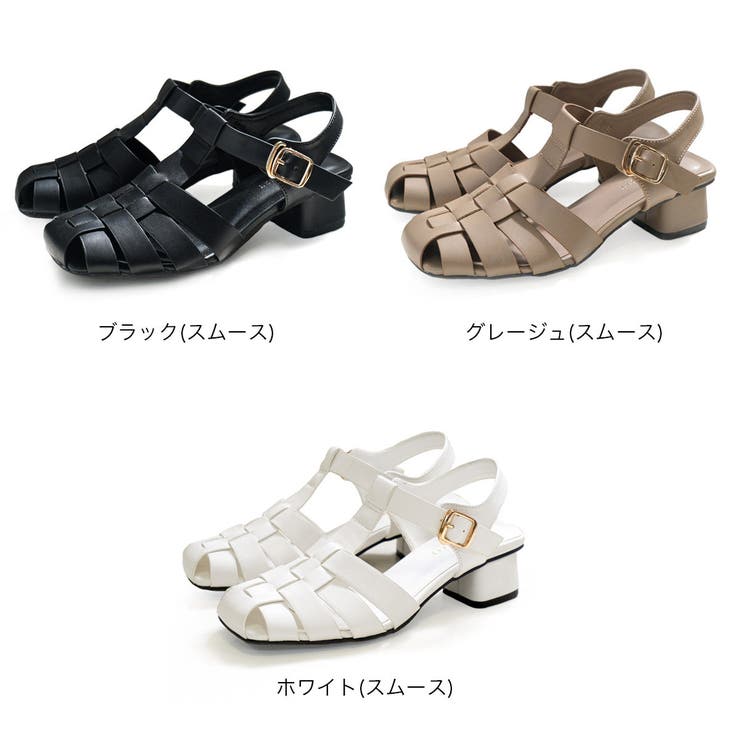 スクエアトゥヒール グルカサンダル レディース[品番