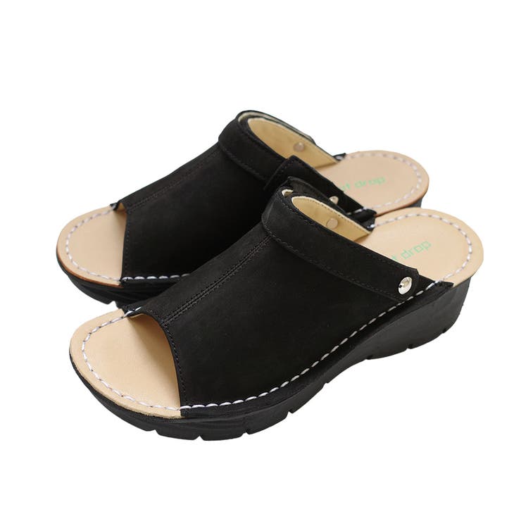 ブラック(ヌバック) | ウェッジソール サボ サンダル レディース | AmiAmi