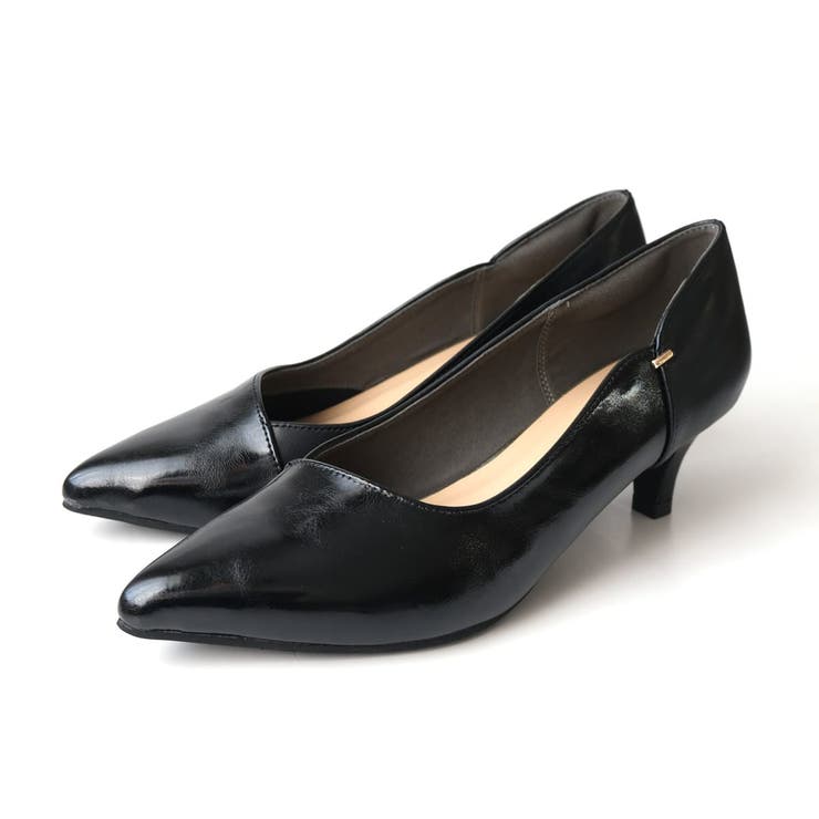 グロスブラック(PU)×ブラック(PU) | バイカラー パンプス レディース | AmiAmi