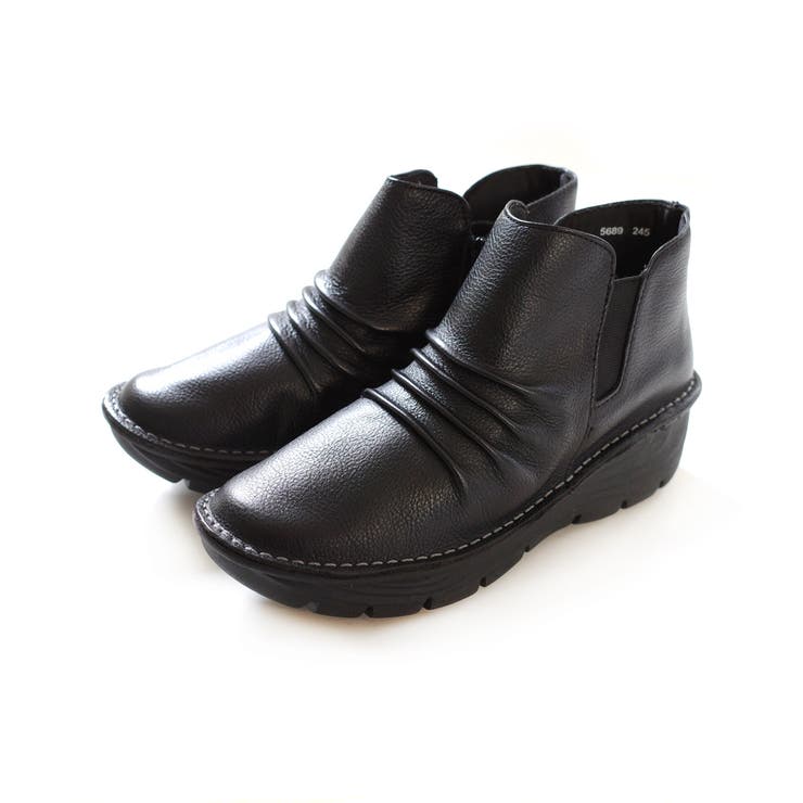 ブラック | 本革 サイドゴアブーツ レディース | AmiAmi