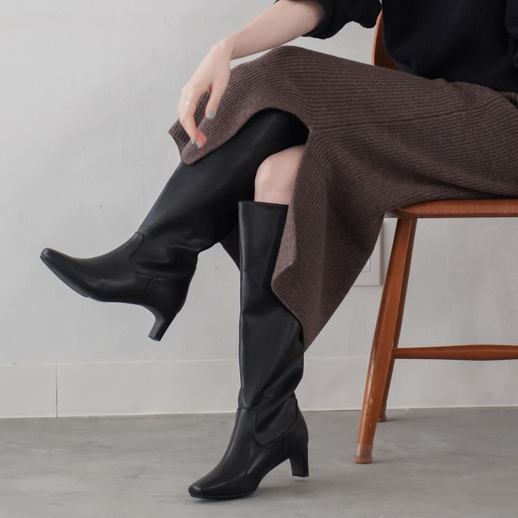 プレートヒール ロングブーツ レディース[品番：BNZS1684114]｜AmiAmi