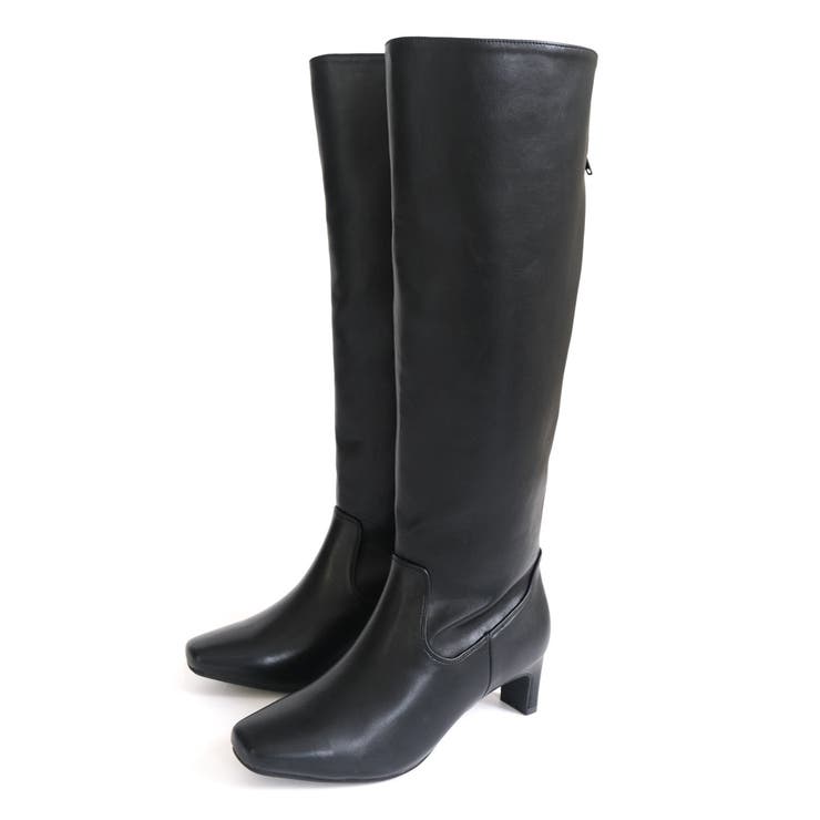 ブラック(スムース) | プレートヒール ロングブーツ レディース | AmiAmi