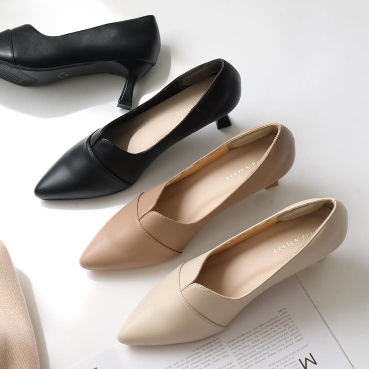 Vカット 6センチヒール パンプス レディース[品番：BNZS1684132